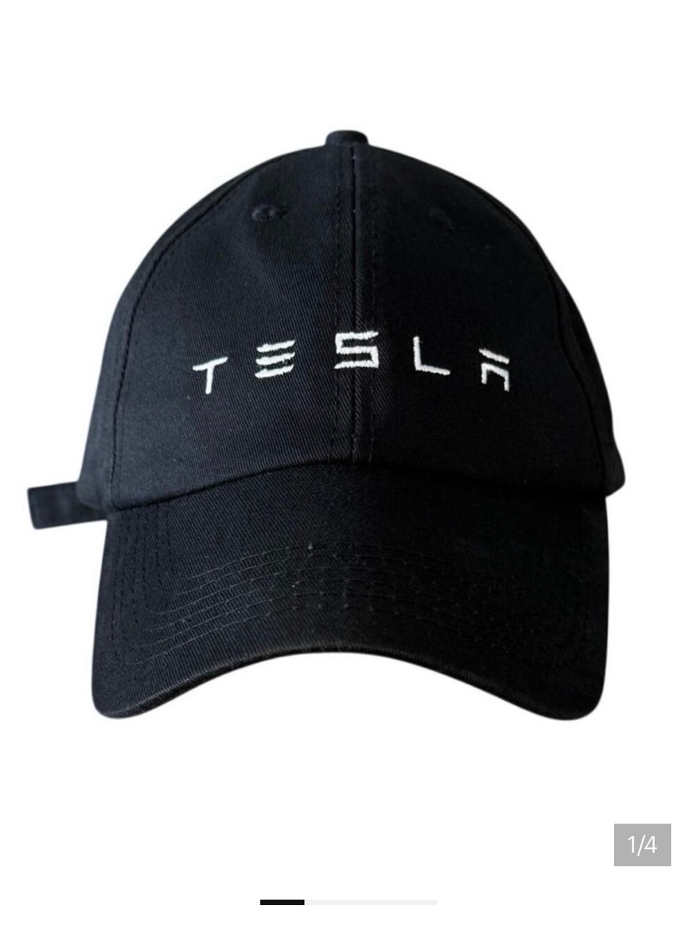 Tesla Black Cap with White Logo strap back